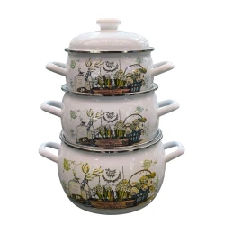 Набор кастрюль Chaynikov SF-523, 3 шт, эмаль, белый