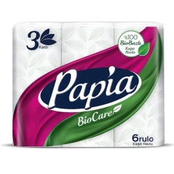 Бумажные кухонные полотенца Papia Bio Care, белая, 3-х слойная, 6 рулонов