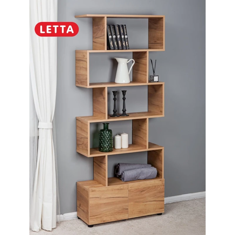 Стеллаж Letta Votan, 176х25х73 см, ЛДСП, бежевый Стеллаж Letta Votan, 176х25х73 см, ЛДСП, бежевый