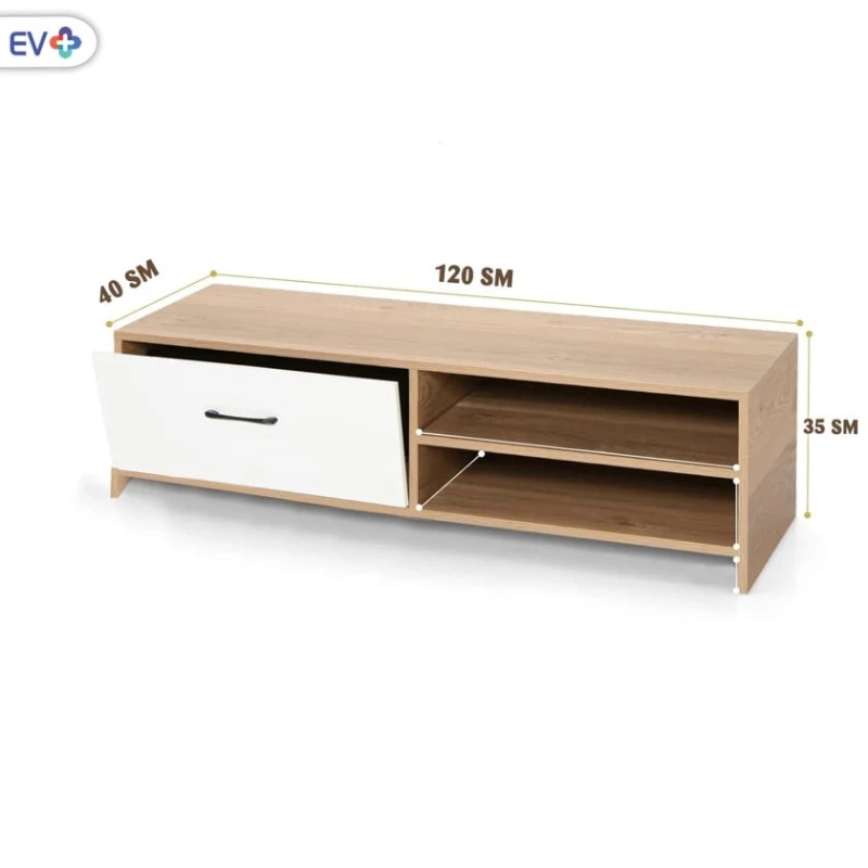 Журнальный стол Ev Plus ev_12116067, ЛДСП, коричневый, белый, 120x40x35 см Журнальный стол Ev Plus ev_12116067, ЛДСП, коричневый, белый, 120x40x35 см