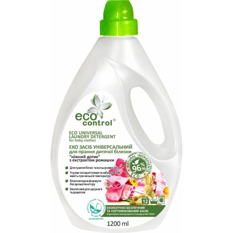 Средство универсальное для стирки детского белья Eco Control с экстрактом ромашки 1200 мл Средство универсальное для стирки детского белья Eco Control с экстрактом ромашки 1200 мл