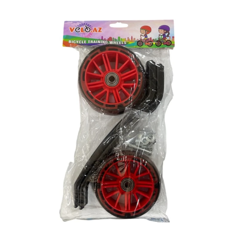 Комплект боковых велосипедных колес, металл, черные/красные, для колес 16