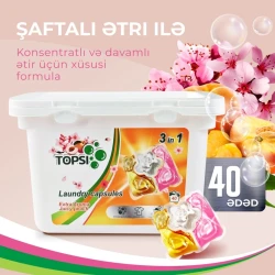 Капсулы для стирки Topsi 3в1, с ароматом персика, 40 шт. Капсулы для стирки Topsi 3в1, с ароматом персика, 40 шт.
