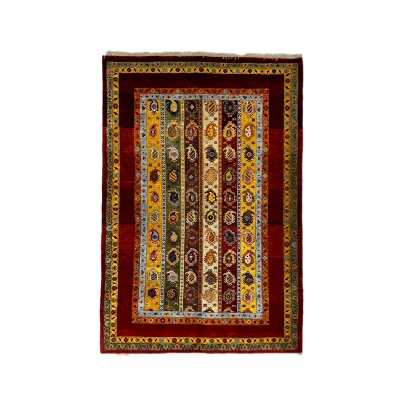 Ковер ручного производства Natural Halı ELX12, 125x184 см, шерсть, желтый/красный