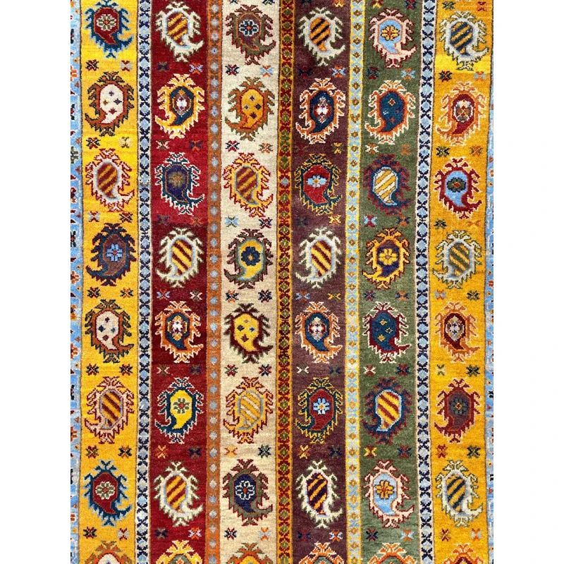 Ковер ручного производства Natural Halı ELX12, 125x184 см, шерсть, желтый/красный