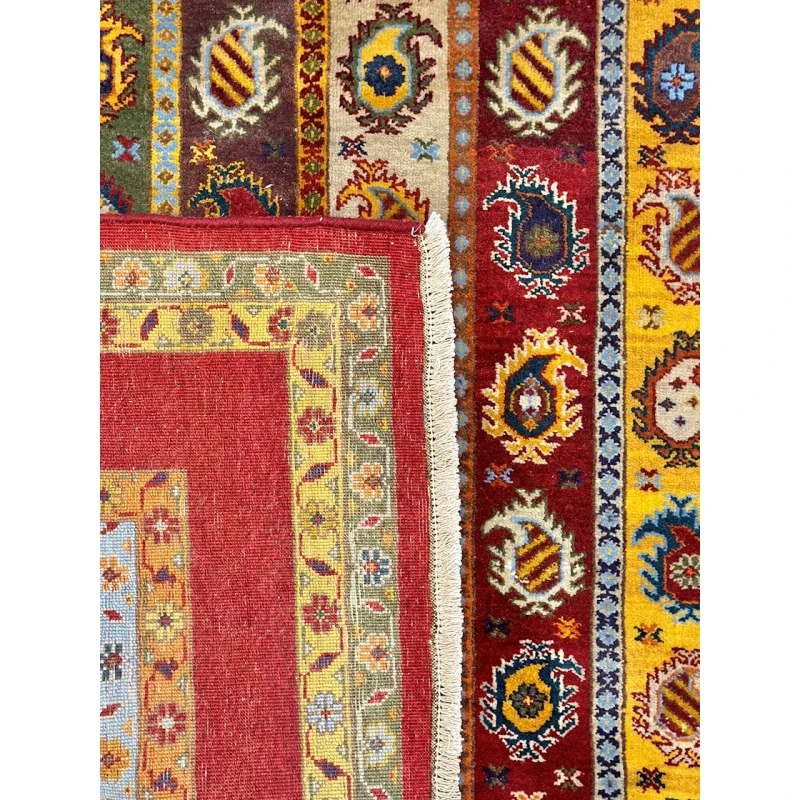 Ковер ручного производства Natural Halı ELX12, 125x184 см, шерсть, желтый/красный