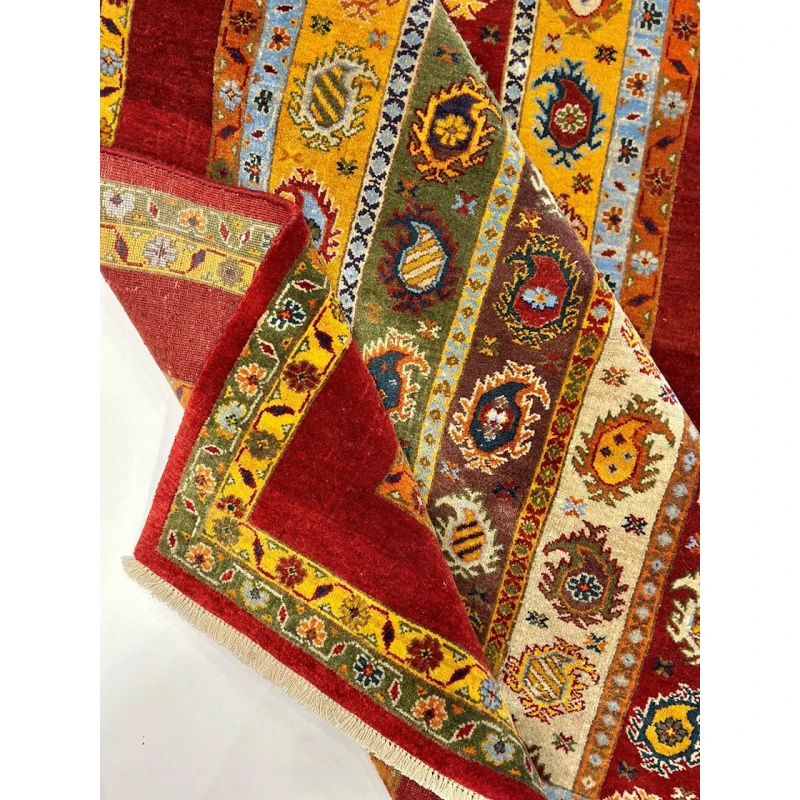 Ковер ручного производства Natural Halı ELX12, 125x184 см, шерсть, желтый/красный