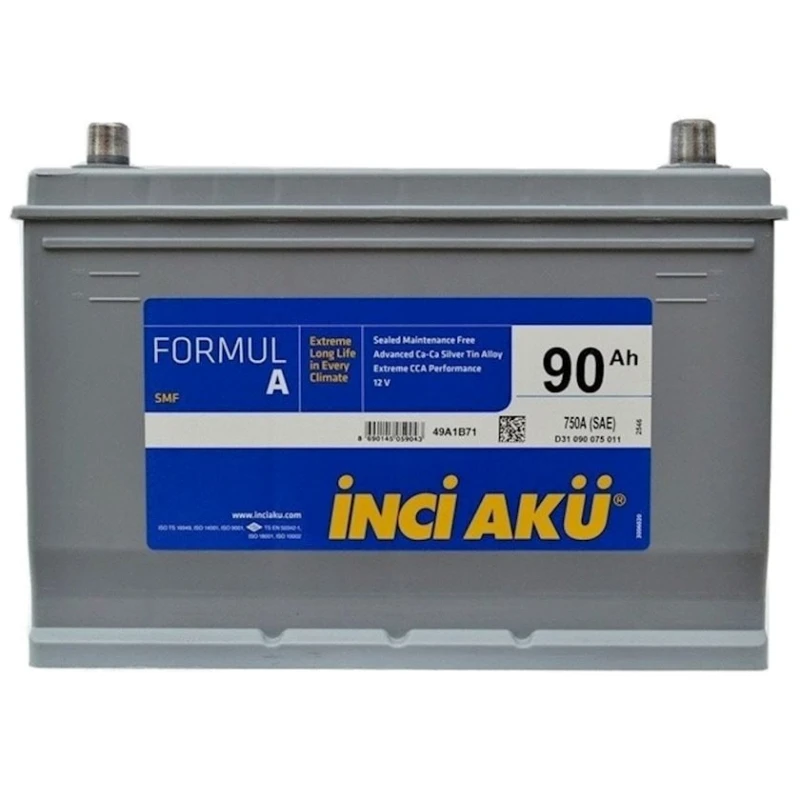 Автомобильный аккумулятор İnci Akü Formul A Taurus 90Ah Автомобильный аккумулятор İnci Akü Formul A Taurus 90Ah