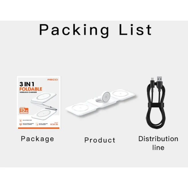 Simsiz enerji toplama cihazı Recci RCW-36 Foldable White Simsiz enerji toplama cihazı Recci RCW-36 Foldable White