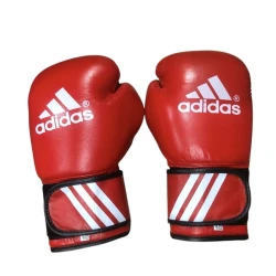 Боксерские перчатки из натуральной кожи красного цвета размером 10 унций для бокса