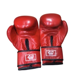 Боксерские перчатки из натуральной кожи красного цвета размером 10 унций для бокса