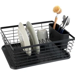 Сушилка для посуды Wenko Drip, 36x15x30 см, металл, с поддоном, черная