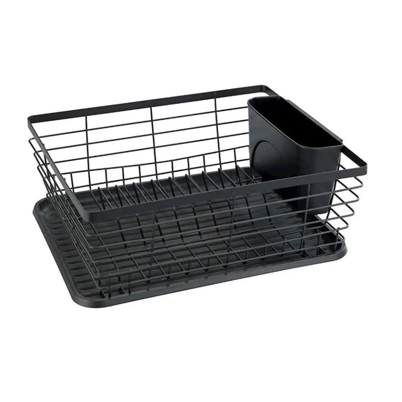 Сушилка для посуды Wenko Drip, 36x15x30 см, металл, с поддоном, черная