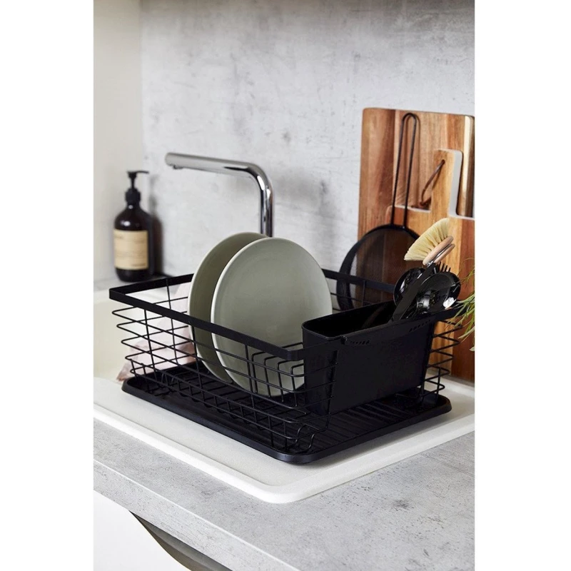 Сушилка для посуды Wenko Drip, 36x15x30 см, металл, с поддоном, черная