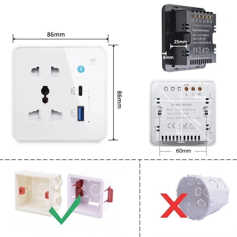 Умная розетка Tuya Smart Life WiFi USB + Type C White Умная розетка Tuya Smart Life WiFi USB + Type C White
