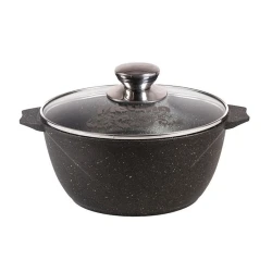 Кастрюля Мечта Гранит 42701, с ручками, со стеклянной крышкой, с антипригарным покрытием, 2л, 20см