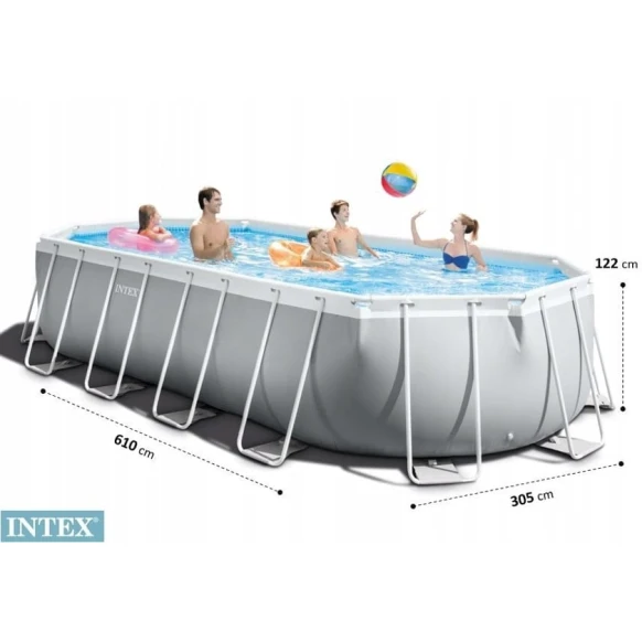 Каркасный бассейн İntex Rectangular Frame H26798, серый, 610x305x122 см, 18202 л Каркасный бассейн İntex Rectangular Frame H26798, серый, 610x305x122 см, 18202 л