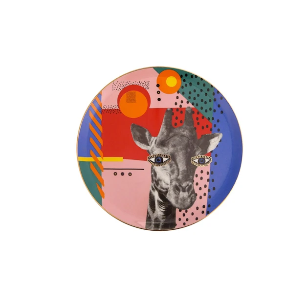 Boşqab Porland Wild Life Giraffe farfor, rəngbərəng, 28 sm