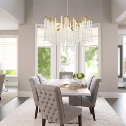 Asma çıraq Şəms Aydınlatma 85032-500, 6 E14, qızılı/şəffaf kristallar, ölçü 50x40 sm - 33001-500 GD