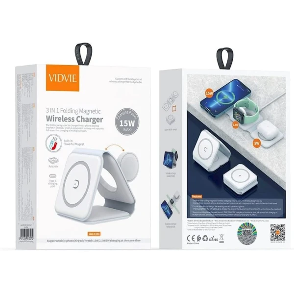 Беспроводное зарядное устройство Vidvie WLC1408 15W, Белый