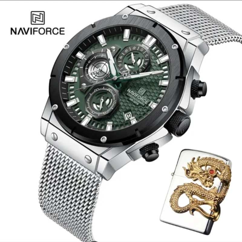 Мужские наручные часы Naviforce и Зажигалка в подарок. Alisag_3982