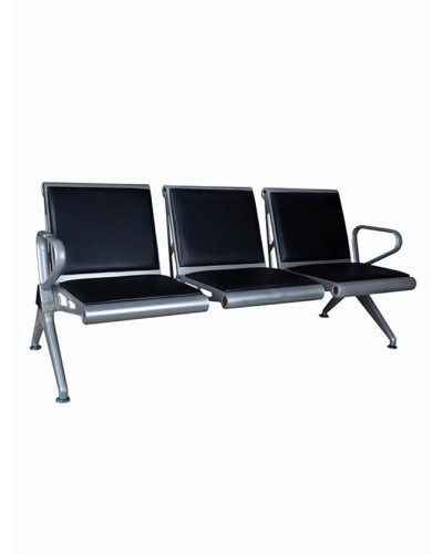 Stul seksiyası J3 - 3A, 3 yerlik, 60x75x175 sm, qara