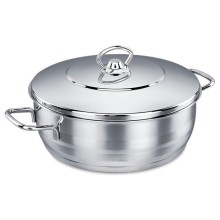 Qazan Korkmaz Mega A1945, 16 sm, 15 l, 36 sm, paslanmayan polad, qapaqlı, iki tutacaqlı, gümüşü
