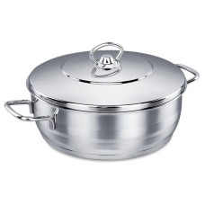 Qazan Korkmaz Mega A1945, 16 sm, 15 l, 36 sm, paslanmayan polad, qapaqlı, iki tutacaqlı, gümüşü