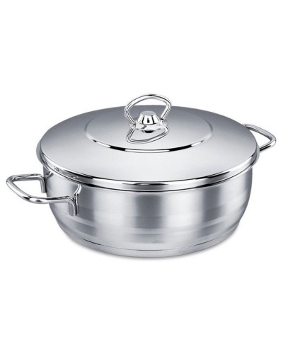 Qazan Korkmaz Mega A1945, 16 sm, 15 l, 36 sm, paslanmayan polad, qapaqlı, iki tutacaqlı, gümüşü