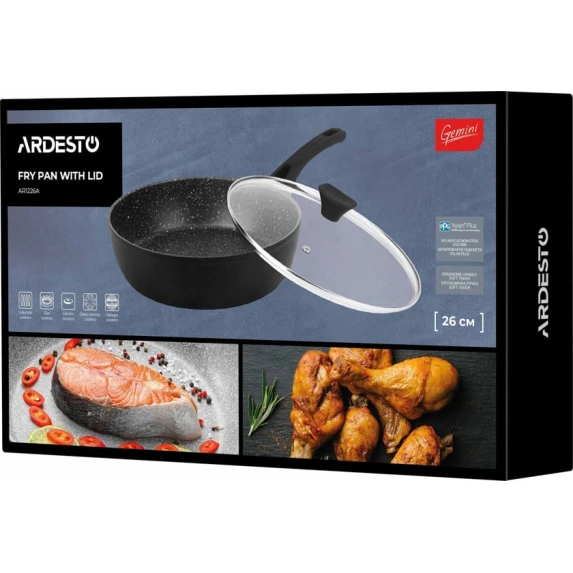 Сковородка Ardesto Gemini Livorno AR1226A, 26 см, черный, алюминий