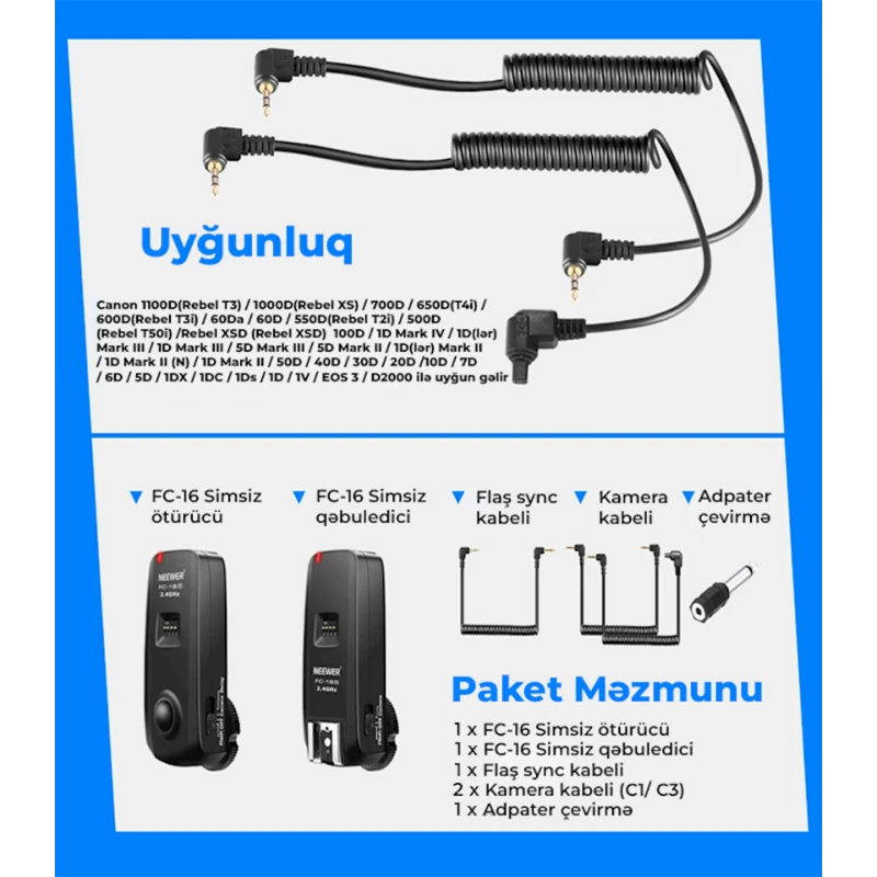 Комплект синхронизатора для вспышки Neewer FC-16-1 Комплект синхронизатора для вспышки Neewer FC-16-1