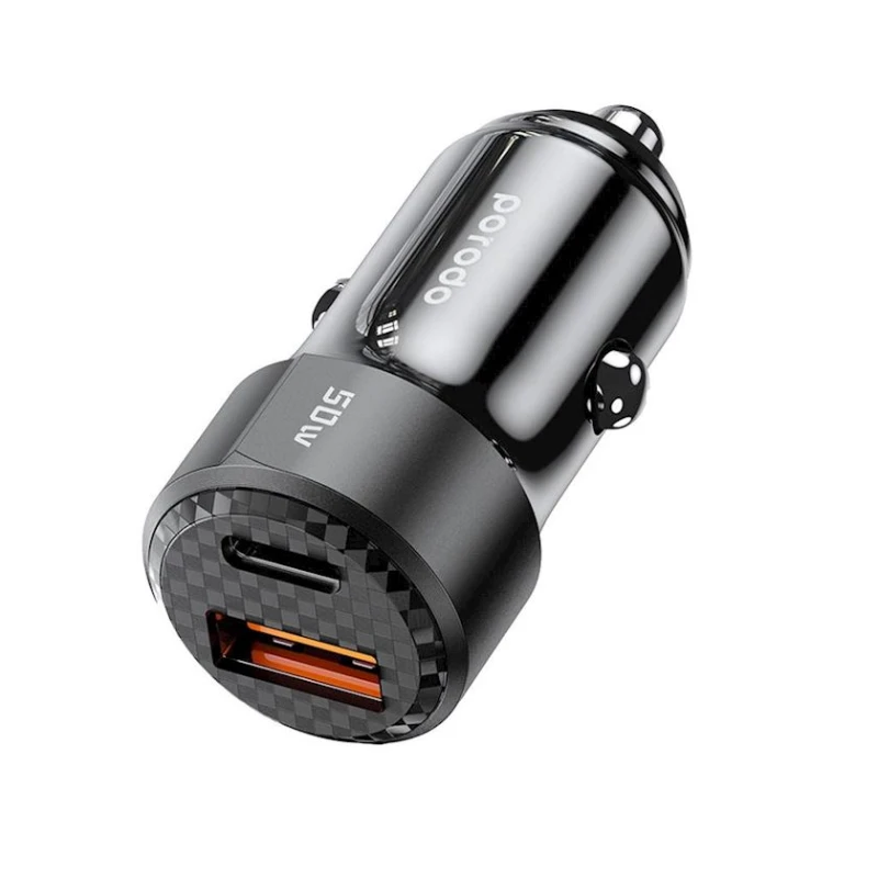 Автомобильное зарядное устройство Porodo 50W Dual Port Car Charger PD 20W QC 30W