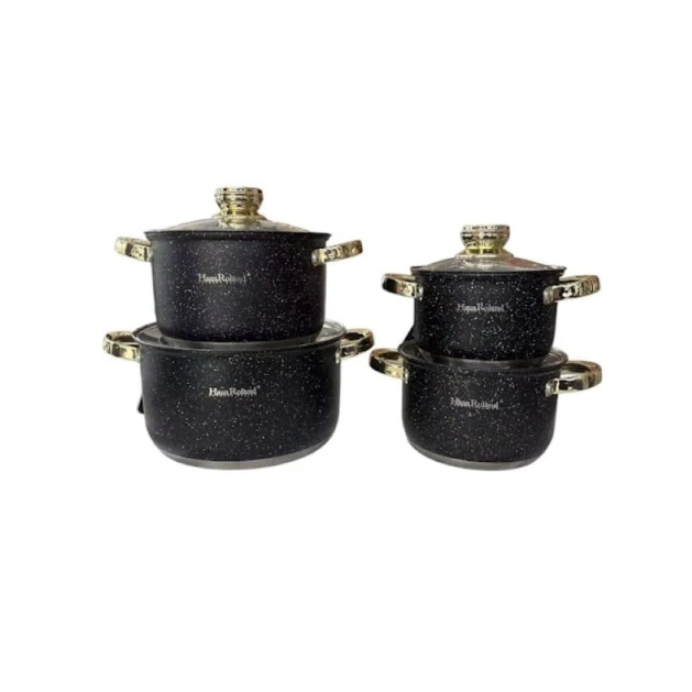 Набор кастрюль Haus Roland 00697, гранитное покрытие, черный, 16/18/20/24 см, 4 предмета Набор кастрюль Haus Roland 00697, гранитное покрытие, черный, 16/18/20/24 см, 4 предмета