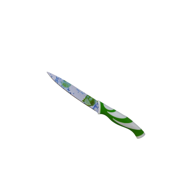 Bıçaq meyvə dekorlu, yaşıl, 22 sm