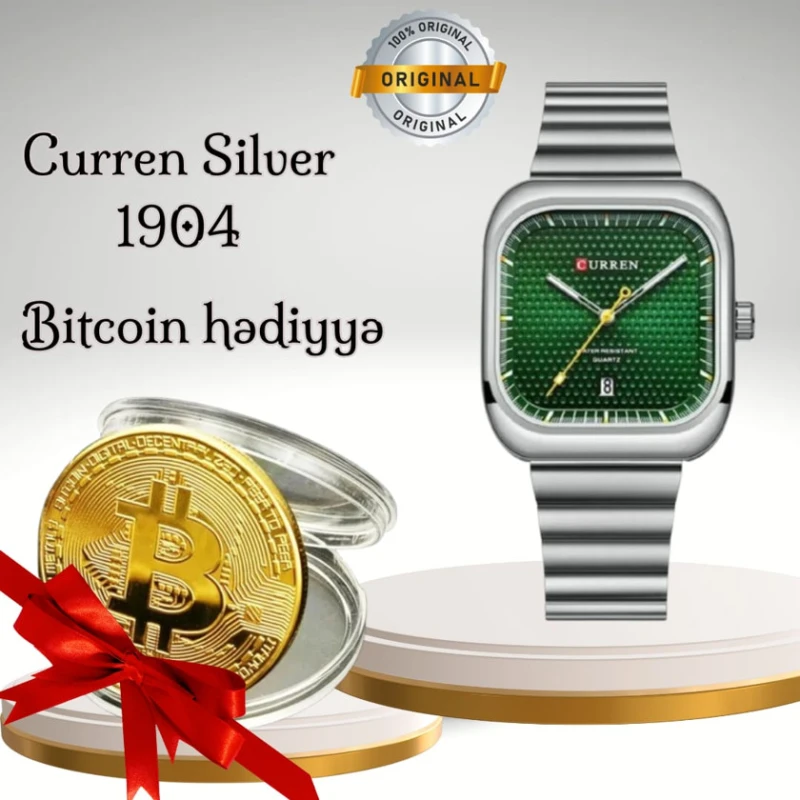 Подарочный набор Alisa_9924 (Мужские наручные часы Curren 1904 Silver + Сувенир Биткоин) Подарочный набор Alisa_9924 (Мужские наручные часы Curren 1904 Silver + Сувенир Биткоин)