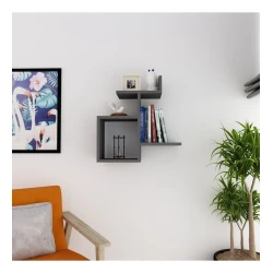 Настенная полка Art Mebel 122, ламинат, 55х55х22 см, antrasit Настенная полка Art Mebel 122, ламинат, 55х55х22 см, antrasit