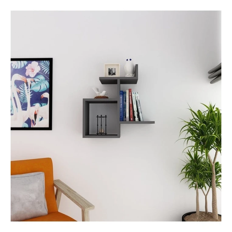 Настенная полка Art Mebel 122, ламинат, 55х55х22 см, antrasit