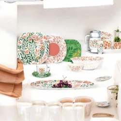 Süfrə qab-qacaq dəsti BTC-058, 6 nəfərlik, rəngbərəng, 46 parça