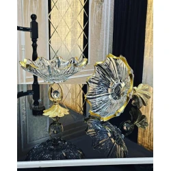 Фруктовница Gallery Home GLR-082, прозрачная/золотистая, 31 см, 1 шт