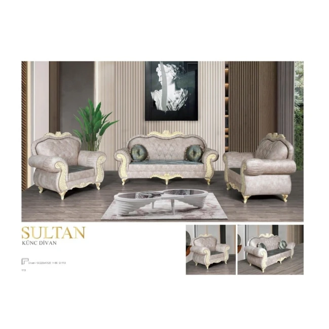 Комплект мягкой мебели Sultan, кремовый