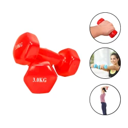 Набор гантелей Gymnic 1126, 3 x 3 кг, силикон, красный, 2 шт