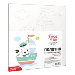 Холст на картоне с контуром Rosa Start Кораблик мечты, 20х20 см, хлопок, акрил