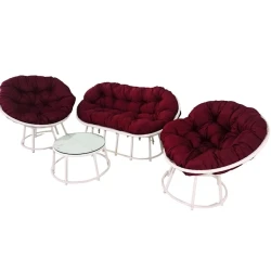 Комплект садовой мебели Zili Rattan Romaşka, на 4 человек, размер стола 65x45 см, бордовый/белый