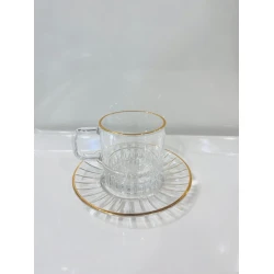 Çay dəsti 6921-712, şüşə, şəffaf, 6 nəfərlik, 12 parça