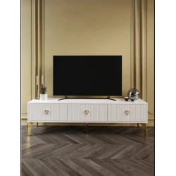 Тумба под ТВ 035, ЛДСП, слоновая кость/золотистая, 180x55x33 см Тумба под ТВ 035, ЛДСП, слоновая кость/золотистая, 180x55x33 см