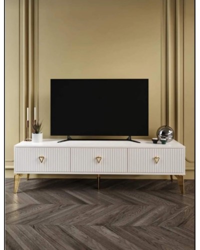 TV üçün tumba 035, LDSP, fil dişi/qızılı, 180x55x33 sm