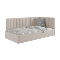 Односпальная кровать Art_tek_yataq (120) 18, ламинат/текстиль, серая, 200x85x120 см