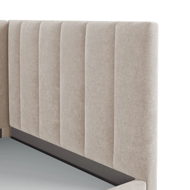 Односпальная кровать Art_tek_yataq (120) 18, ламинат/текстиль, серая, 200x85x120 см