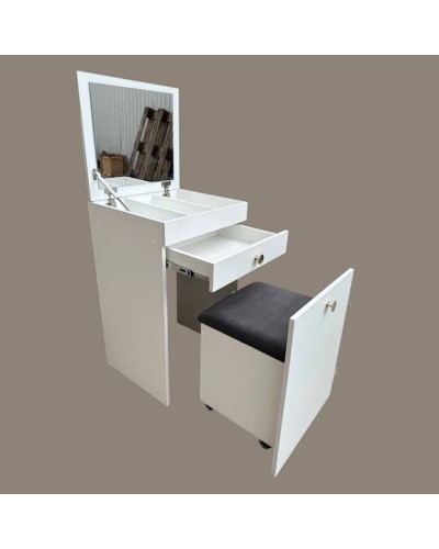Kosmetika masası 3563_M2StolMirWh Ağ, LDSP, 80x50x50 sm, stul ilə