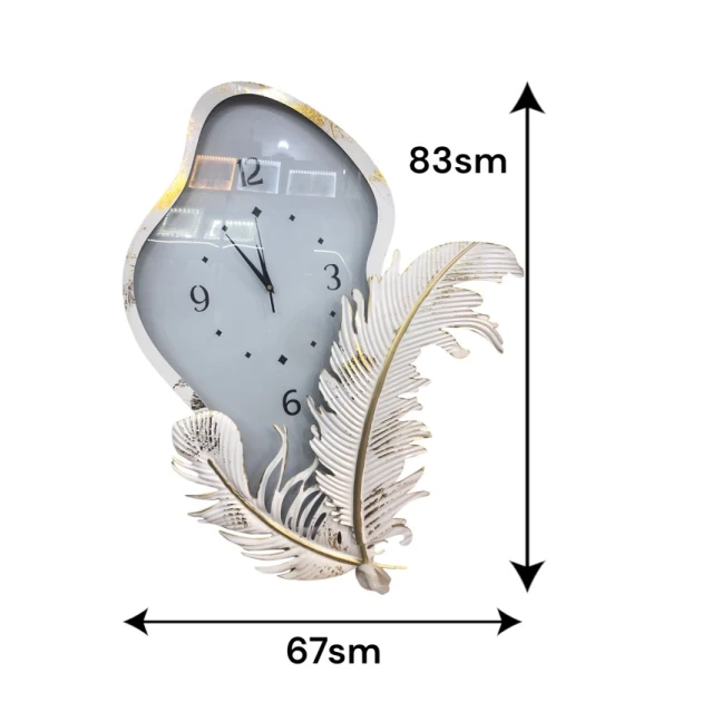 Palıd ağacı yarpaqlı dekorativ divar saatı. Ağ rəngdə. Palıd ağacı yarpaqlı dekorativ divar saatı. Ağ rəngdə.